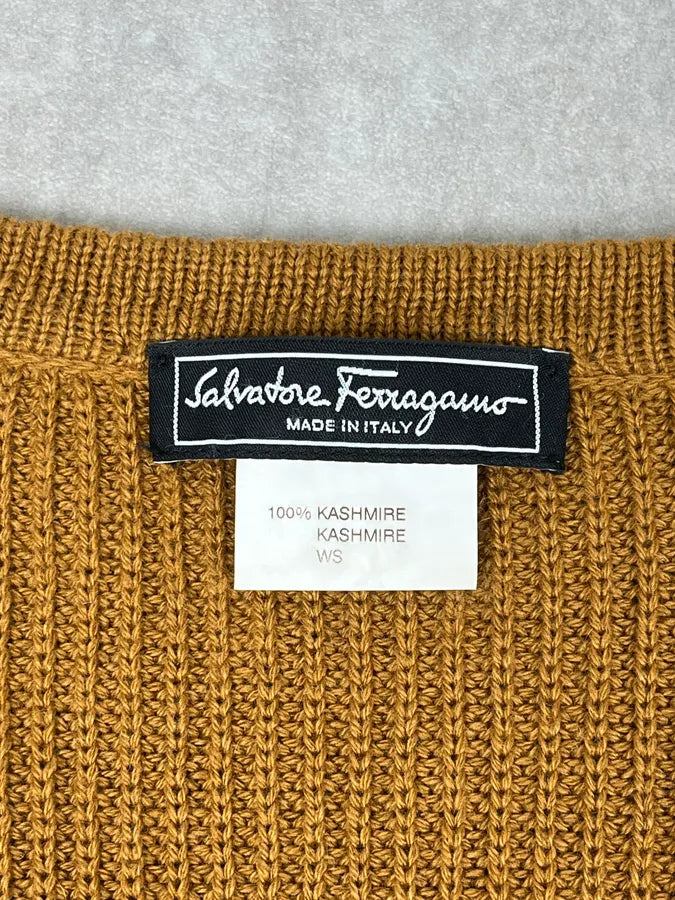 Salvatore Ferragamo Camel Cashmere Python Leather Cardigan Gxenwan 8