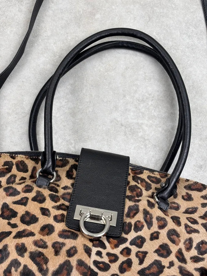 Salvatore Ferragamo Leopard Calf Hair Handle Bag rAhTLda 5