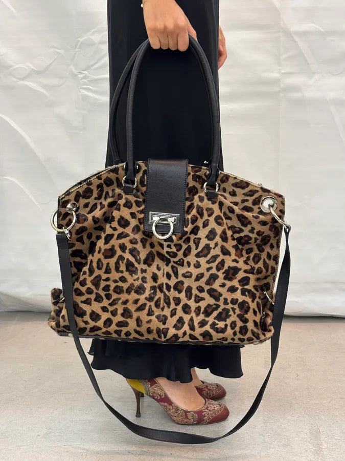Salvatore Ferragamo Leopard Calf Hair Handle Bag rAhTLda 3
