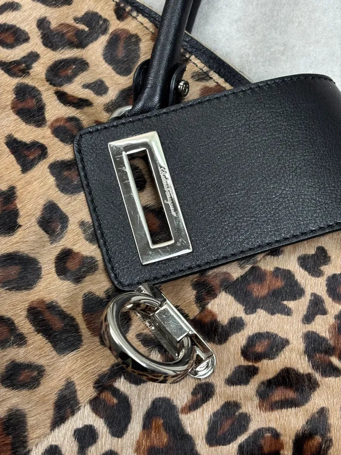 Salvatore Ferragamo Leopard Calf Hair Handle Bag rAhTLda 14