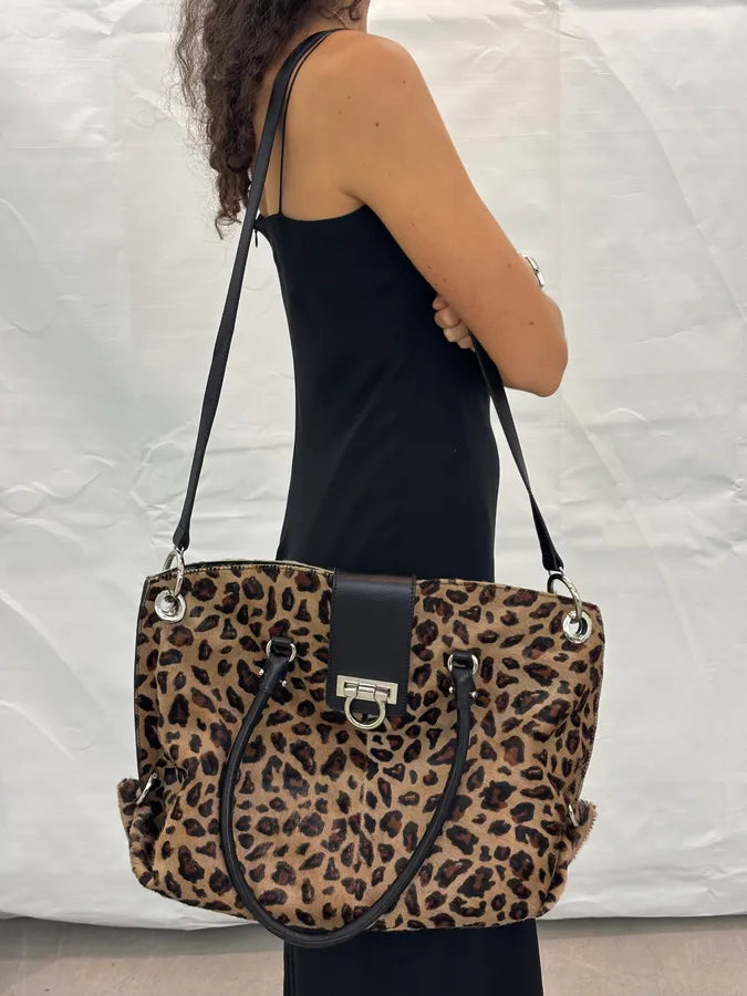 Salvatore Ferragamo Leopard Calf Hair Handle Bag rAhTLda 4
