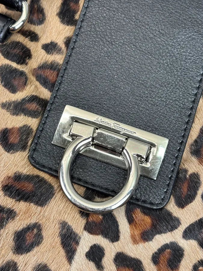 Salvatore Ferragamo Leopard Calf Hair Handle Bag rAhTLda 7