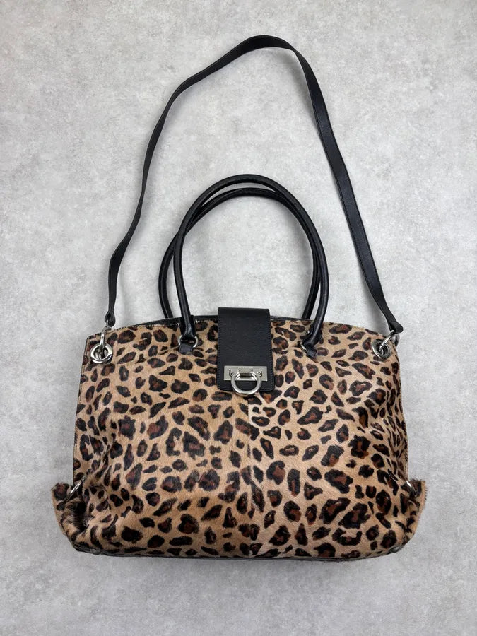 Salvatore Ferragamo Leopard Calf Hair Handle Bag rAhTLda 0