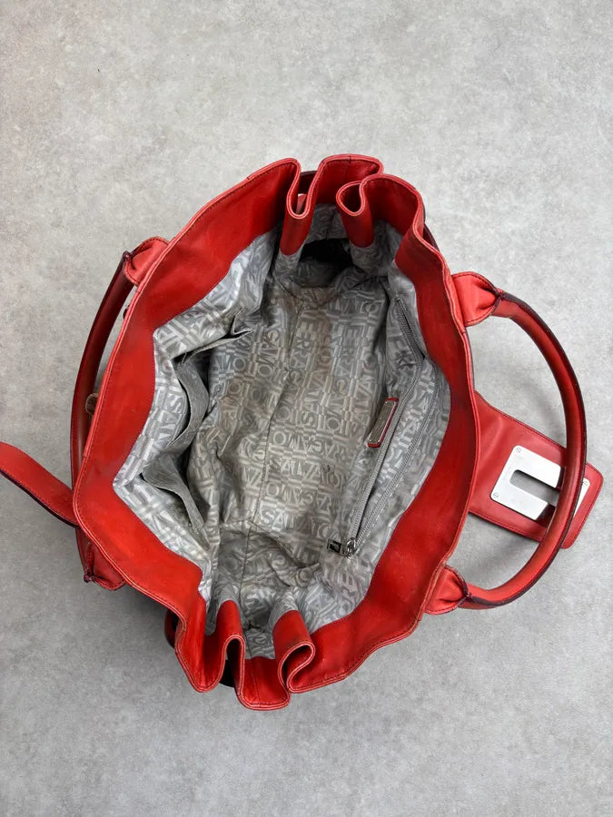 Salvatore Ferragamo Red Leather Buckle Tote Bag PYQFbkh 14