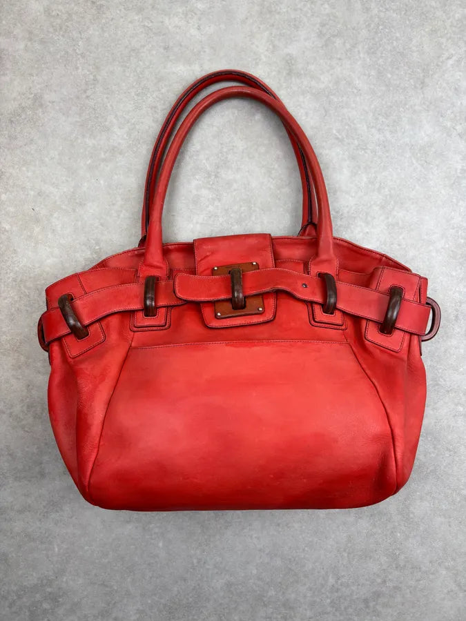 Salvatore Ferragamo Red Leather Buckle Tote Bag PYQFbkh 3