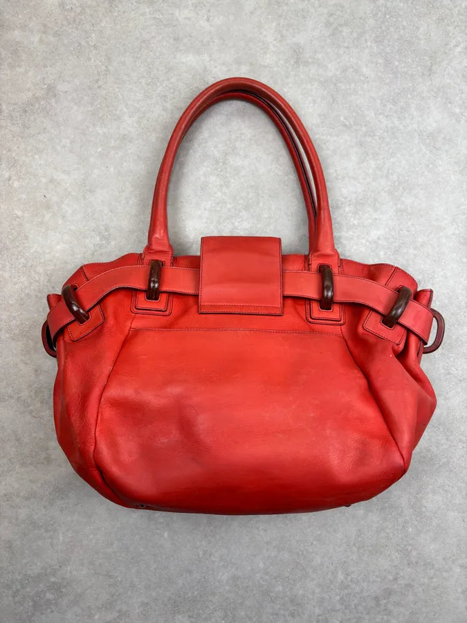Salvatore Ferragamo Red Leather Buckle Tote Bag PYQFbkh 8