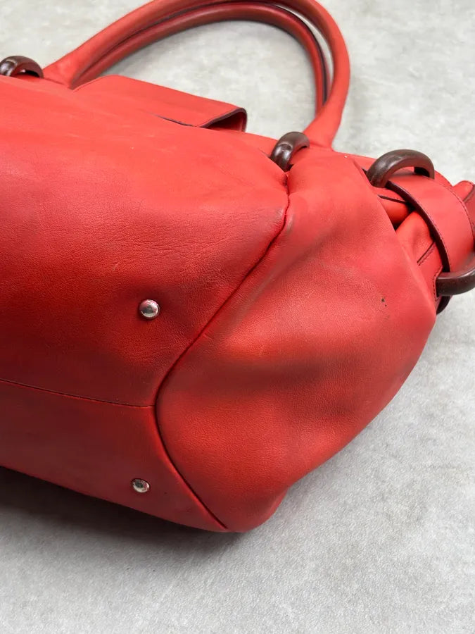 Salvatore Ferragamo Red Leather Buckle Tote Bag PYQFbkh 13