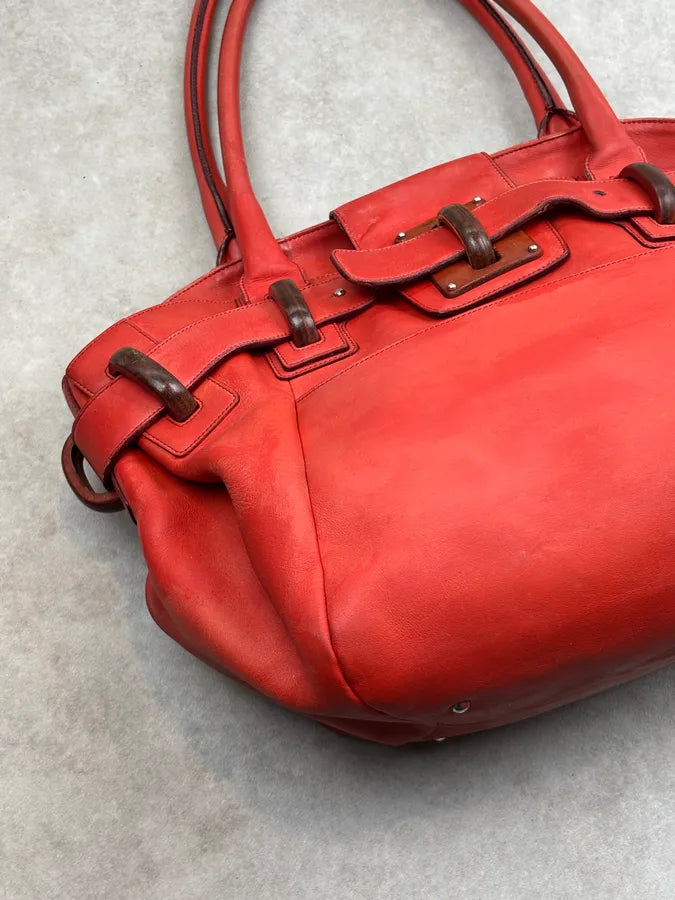 Salvatore Ferragamo Red Leather Buckle Tote Bag PYQFbkh 5