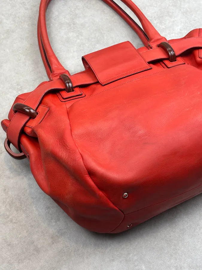 Salvatore Ferragamo Red Leather Buckle Tote Bag PYQFbkh 12