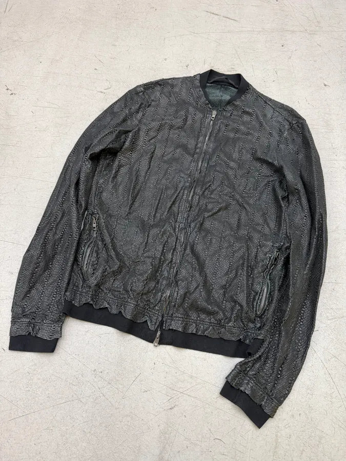 Salvatore Santoro Avant-Garde Genuine Leather Perforated Bomber Jacket VzSHzkU 7