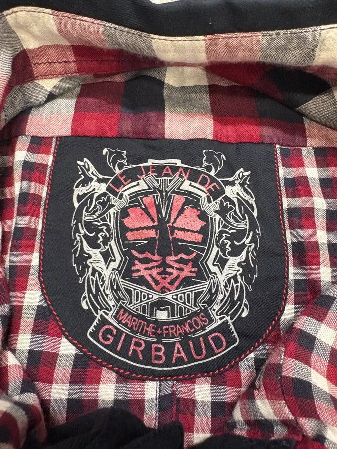 2000s Marithé + François Girbaud Checked Red & Navy Utility Overshirt tGEsUbv 8