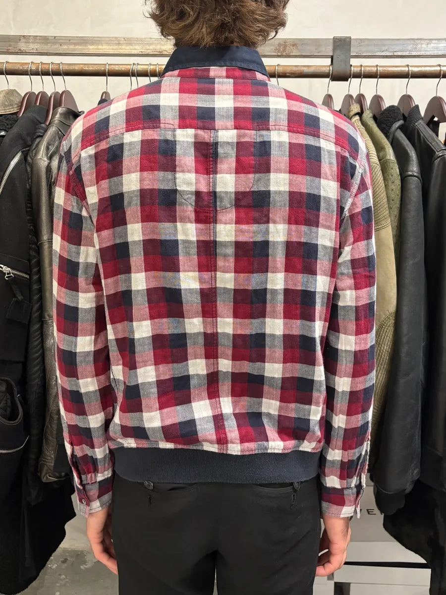 2000s Marithé + François Girbaud Checked Red & Navy Utility Overshirt tGEsUbv 2