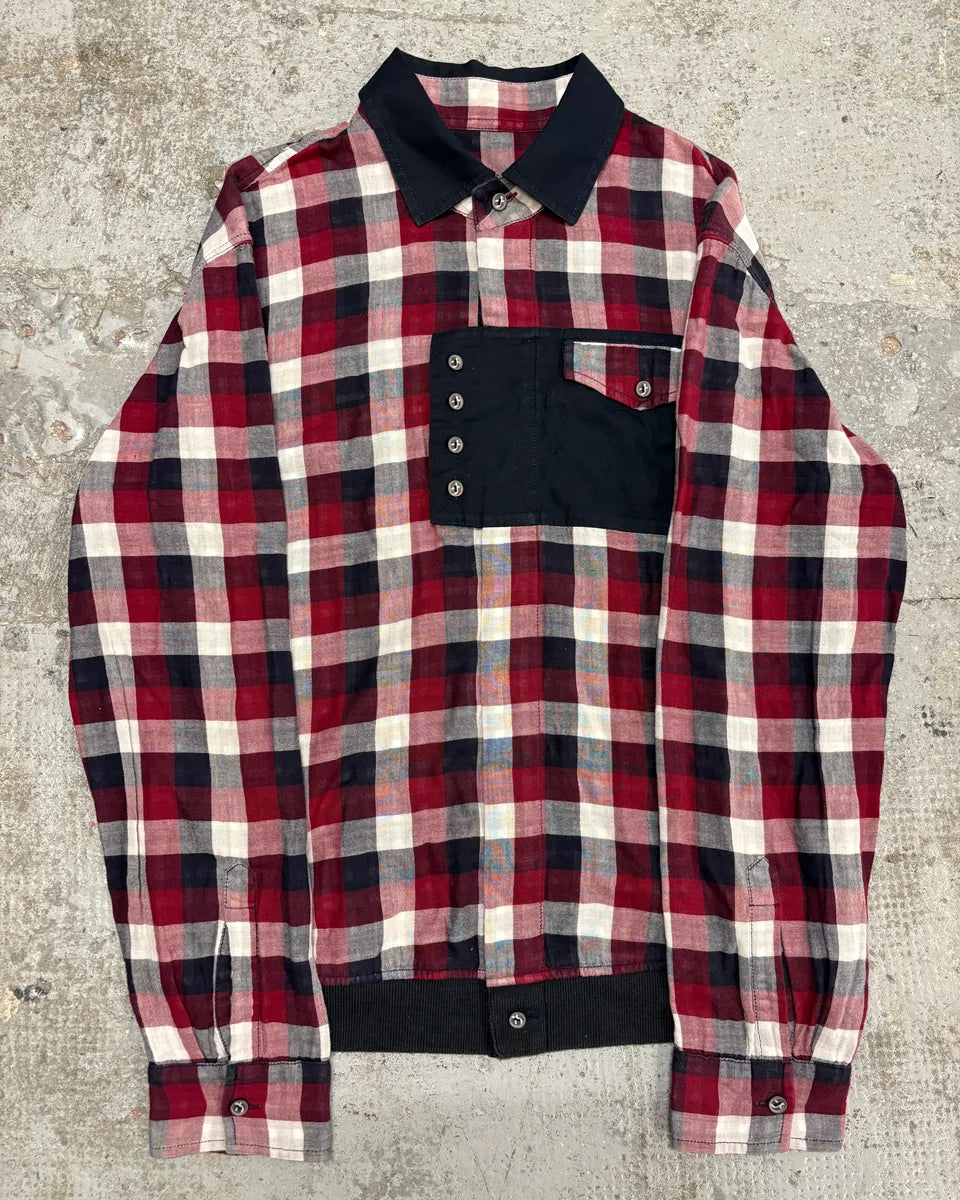 2000s Marithé + François Girbaud Checked Red & Navy Utility Overshirt tGEsUbv 0