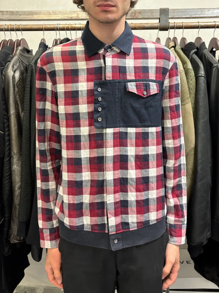 2000s Marithé + François Girbaud Checked Red & Navy Utility Overshirt tGEsUbv 1