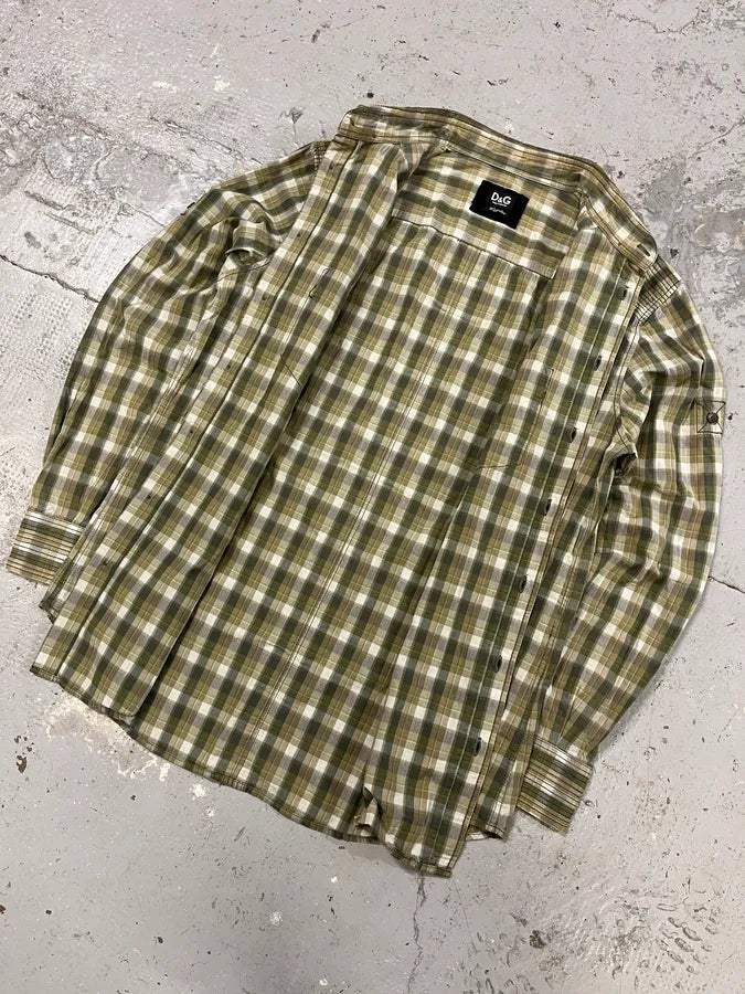 FW2005 Dolce & Gabbana Green Checked Shirt (M) zhQhufG 4