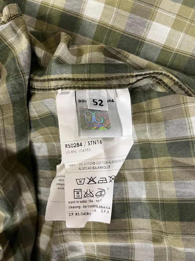FW2005 Dolce & Gabbana Green Checked Shirt (M) zhQhufG 8
