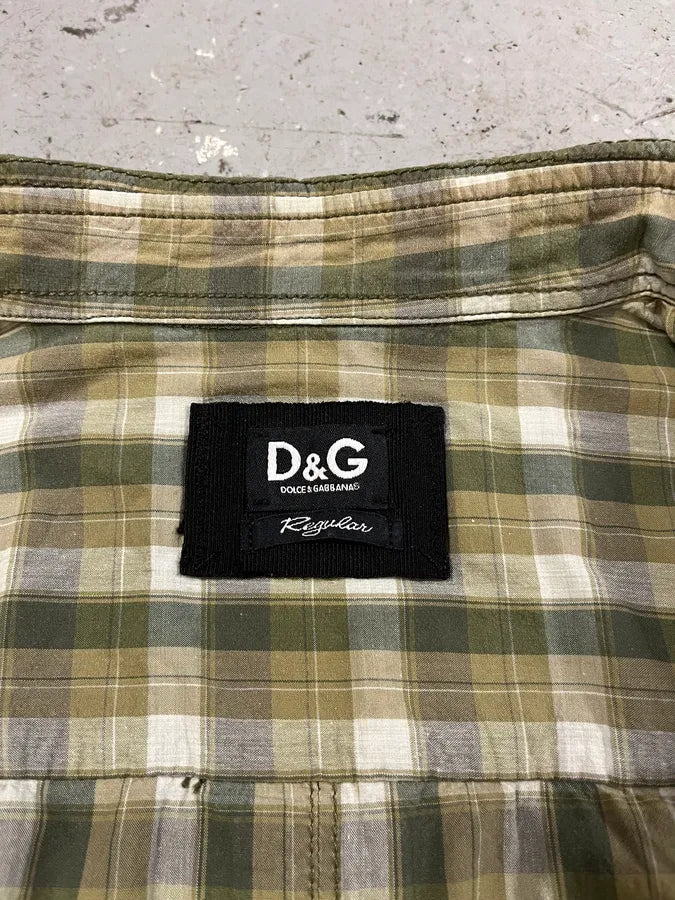 FW2005 Dolce & Gabbana Green Checked Shirt (M) zhQhufG 7