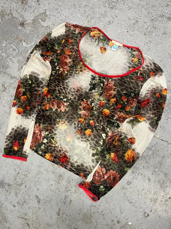 FW2002 Roberto Cavalli Floral Longsleeves Top (S/M) VibeDGY 2