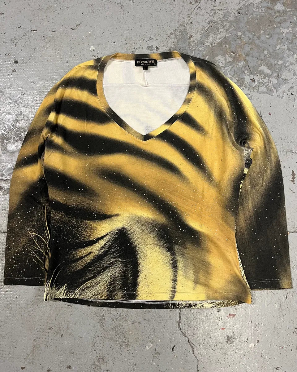 FW2000 Roberto Cavalli Savage Gold Tiger Top (S/M) TVtIexj 1