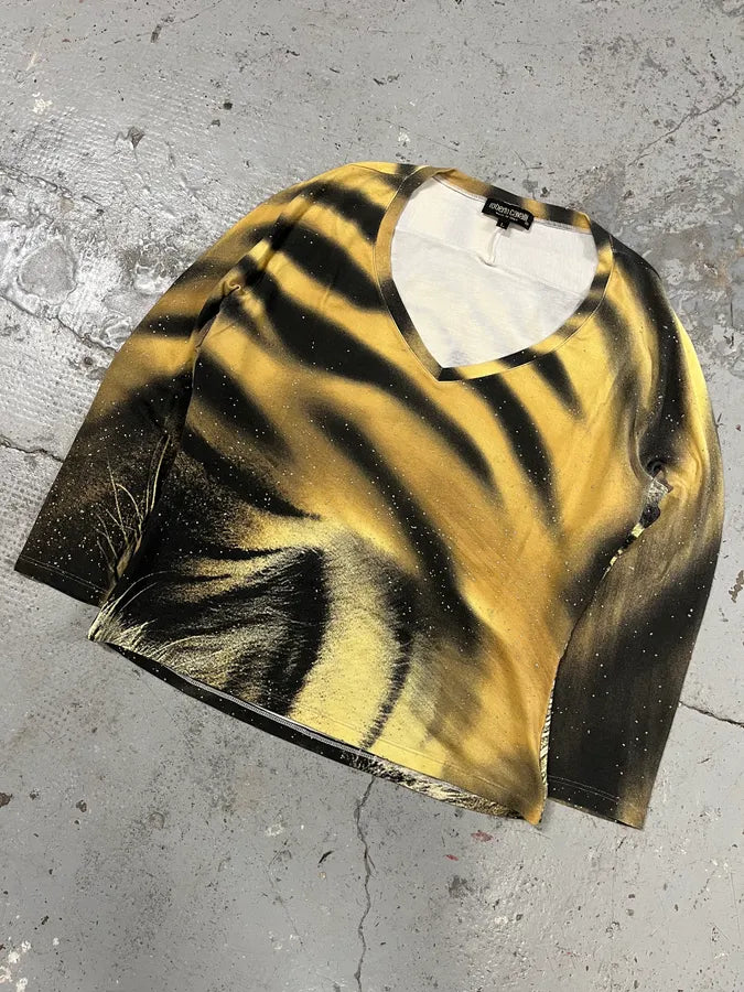 FW2000 Roberto Cavalli Savage Gold Tiger Top TVtIexj 2