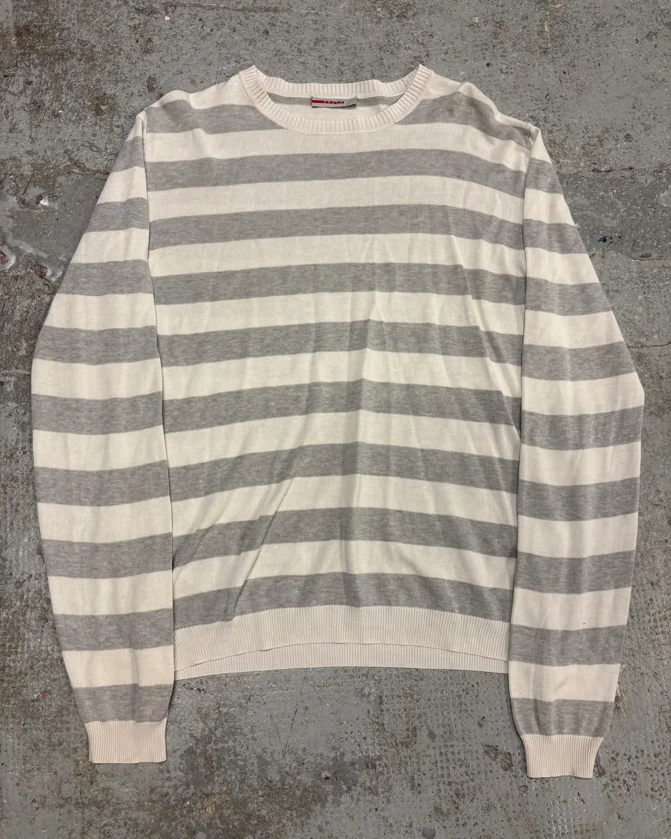SS2008 Prada White & Grey Striped Sweater (S/M) fRxafyK 0