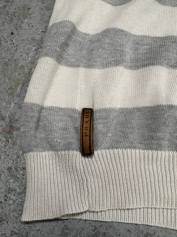 SS2008 Prada White & Grey Striped Sweater (S/M) fRxafyK 7