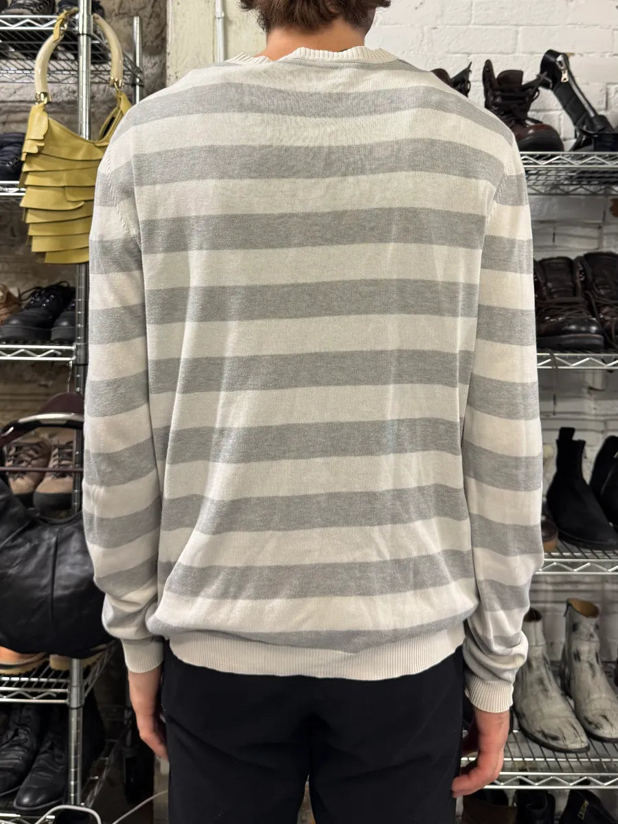 SS2008 Prada White & Grey Striped Sweater (S/M) fRxafyK 2