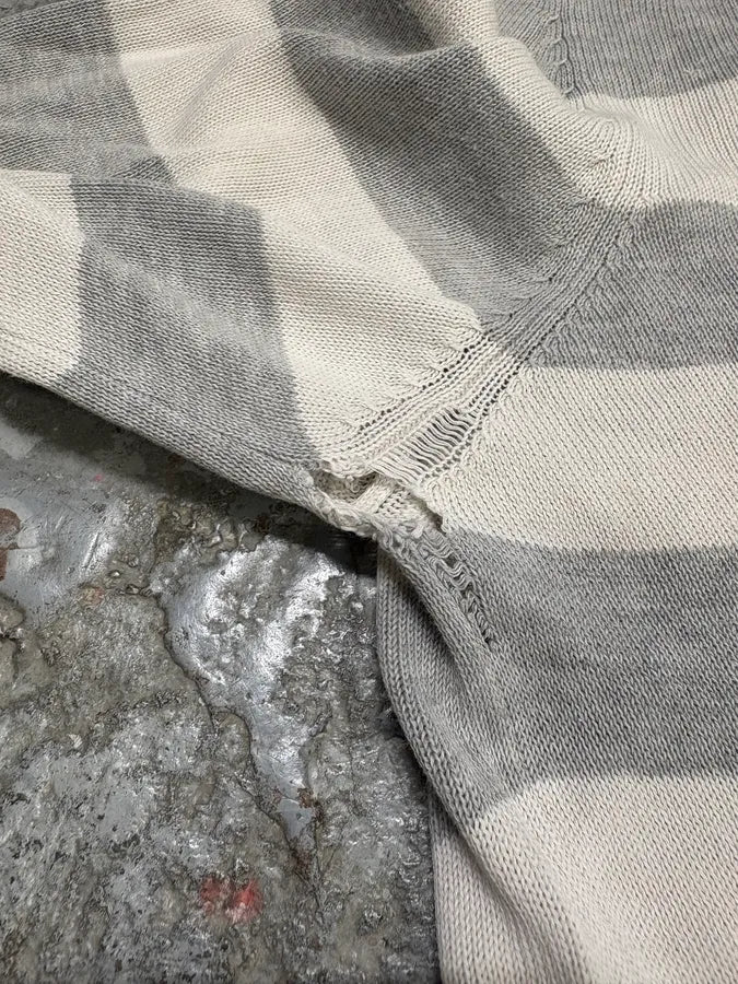 SS2008 Prada White & Grey Striped Sweater (S/M) fRxafyK 9