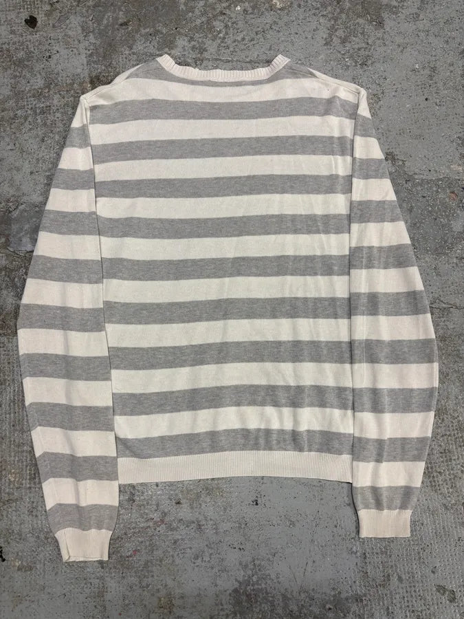 SS2008 Prada White & Grey Striped Sweater (S/M) fRxafyK 5