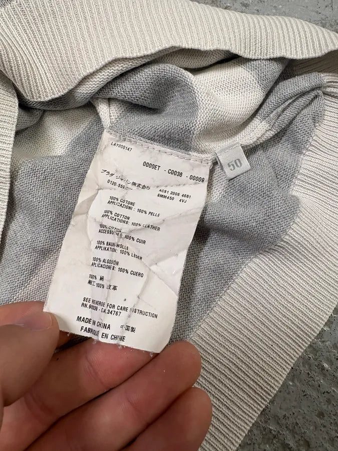 SS2008 Prada White & Grey Striped Sweater (S/M) fRxafyK 8