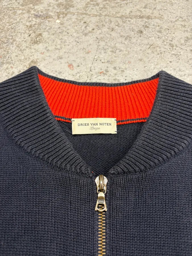 Dries Van Noten Navy Cardigan Zip-Up Sweater (S/M) WfxxlVV 5