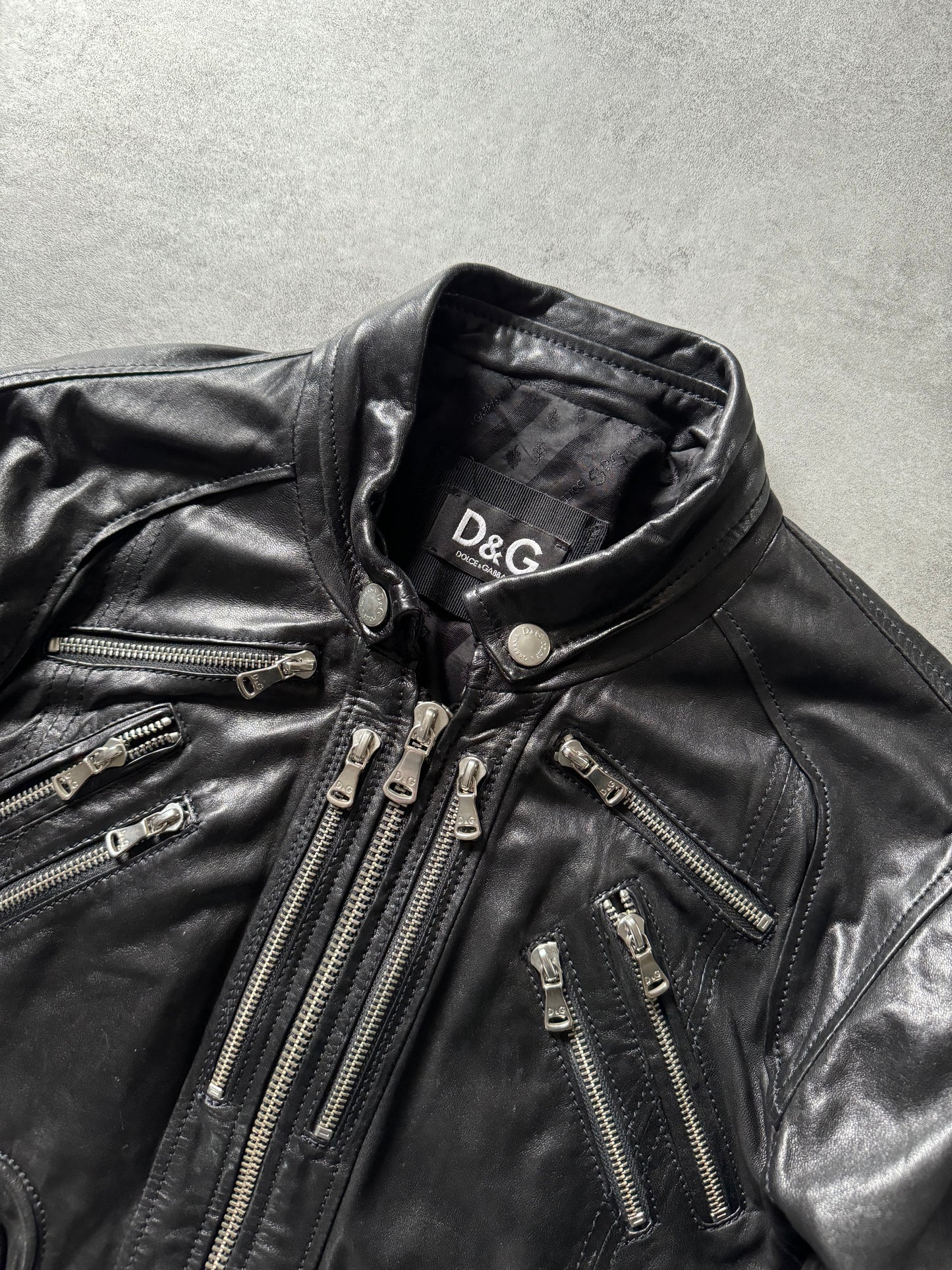 SS2008 Dolce & Gabbana 26 Zips Black Ultimate Leather Jacket (M) - 10