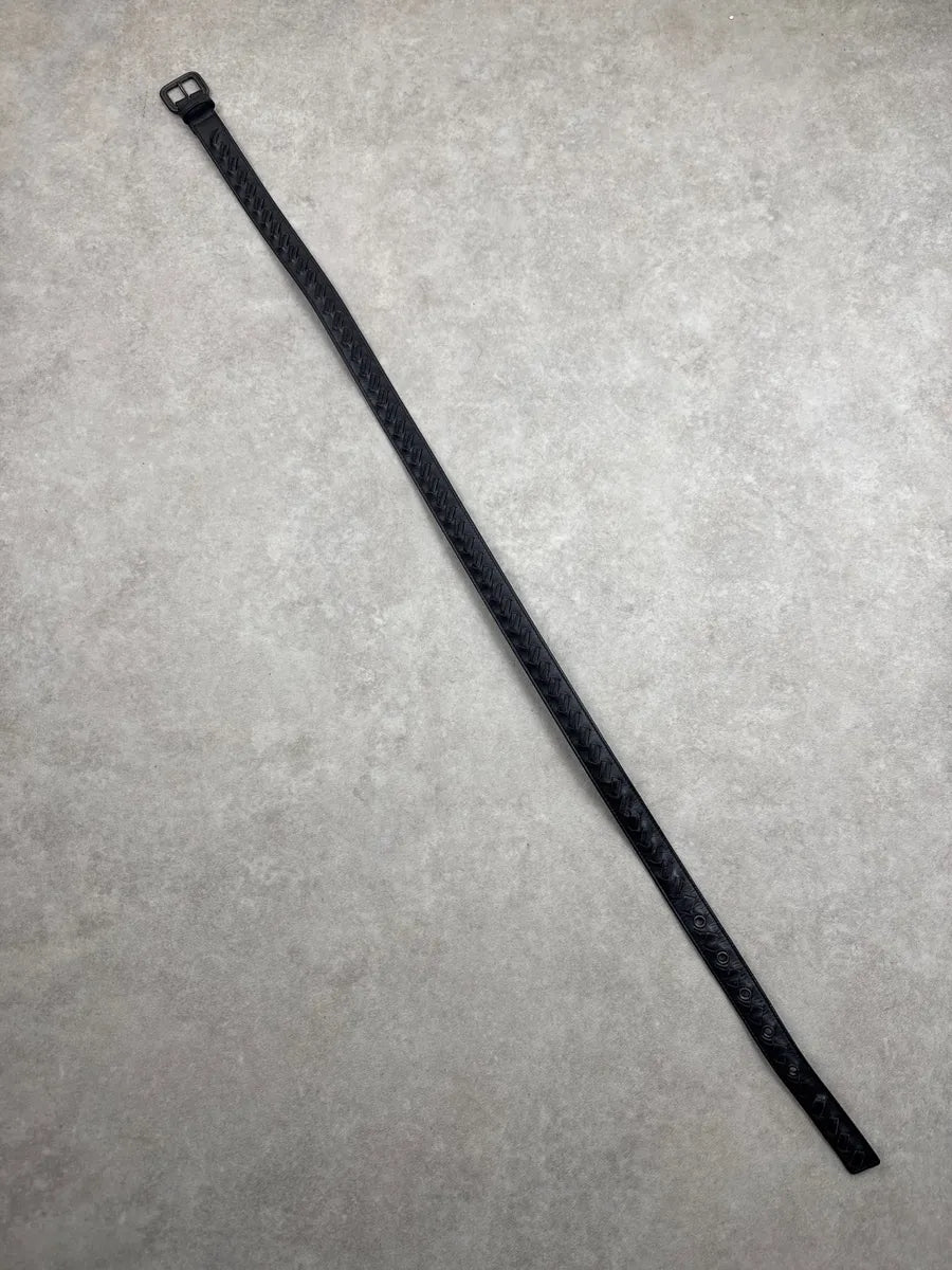 2000s Bottega Veneta Black Thib Leather Intrecciato Eyelet Belt sdMvVyQf 7
