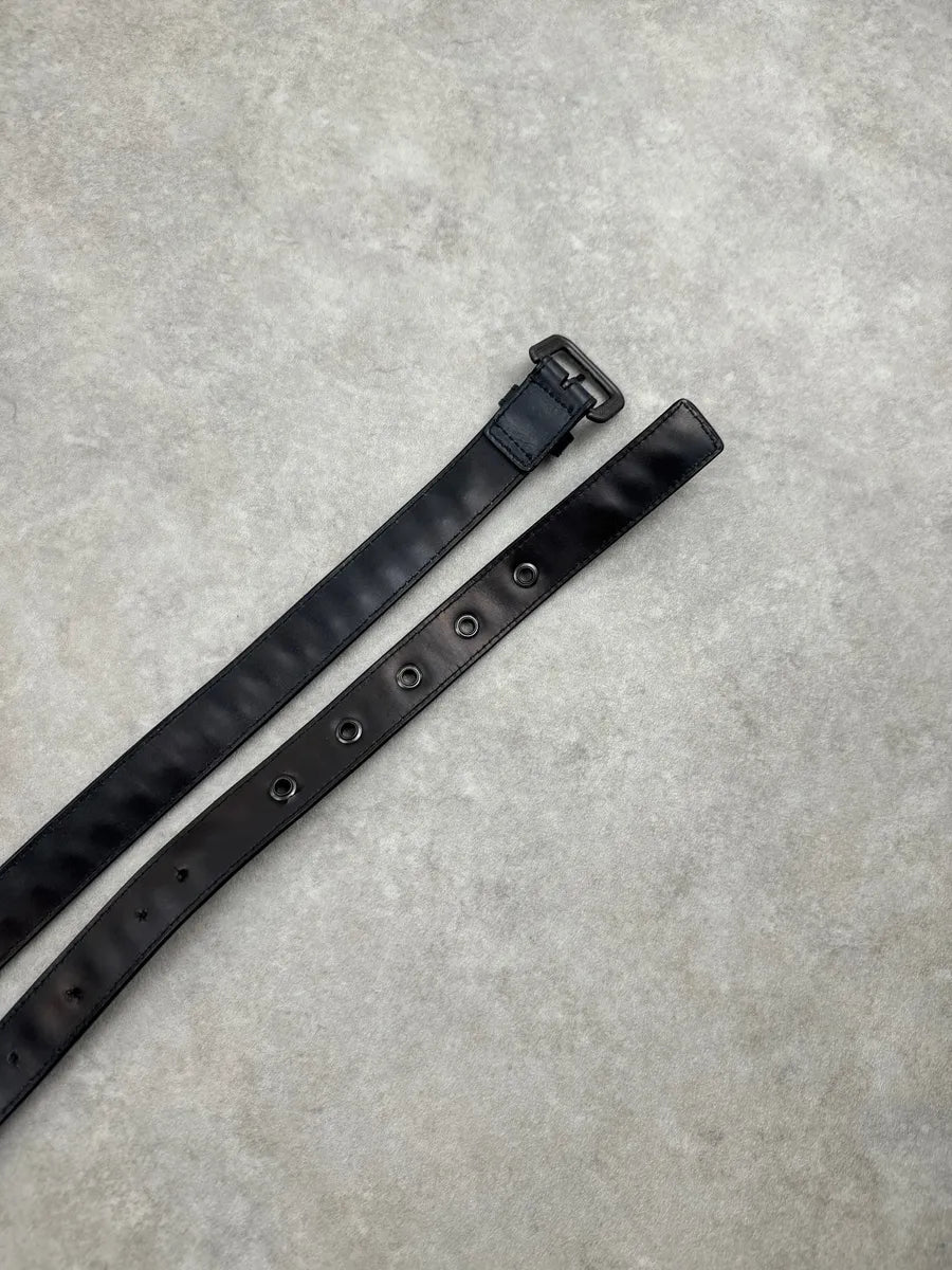 2000s Bottega Veneta Black Thib Leather Intrecciato Eyelet Belt sdMvVyQf 4