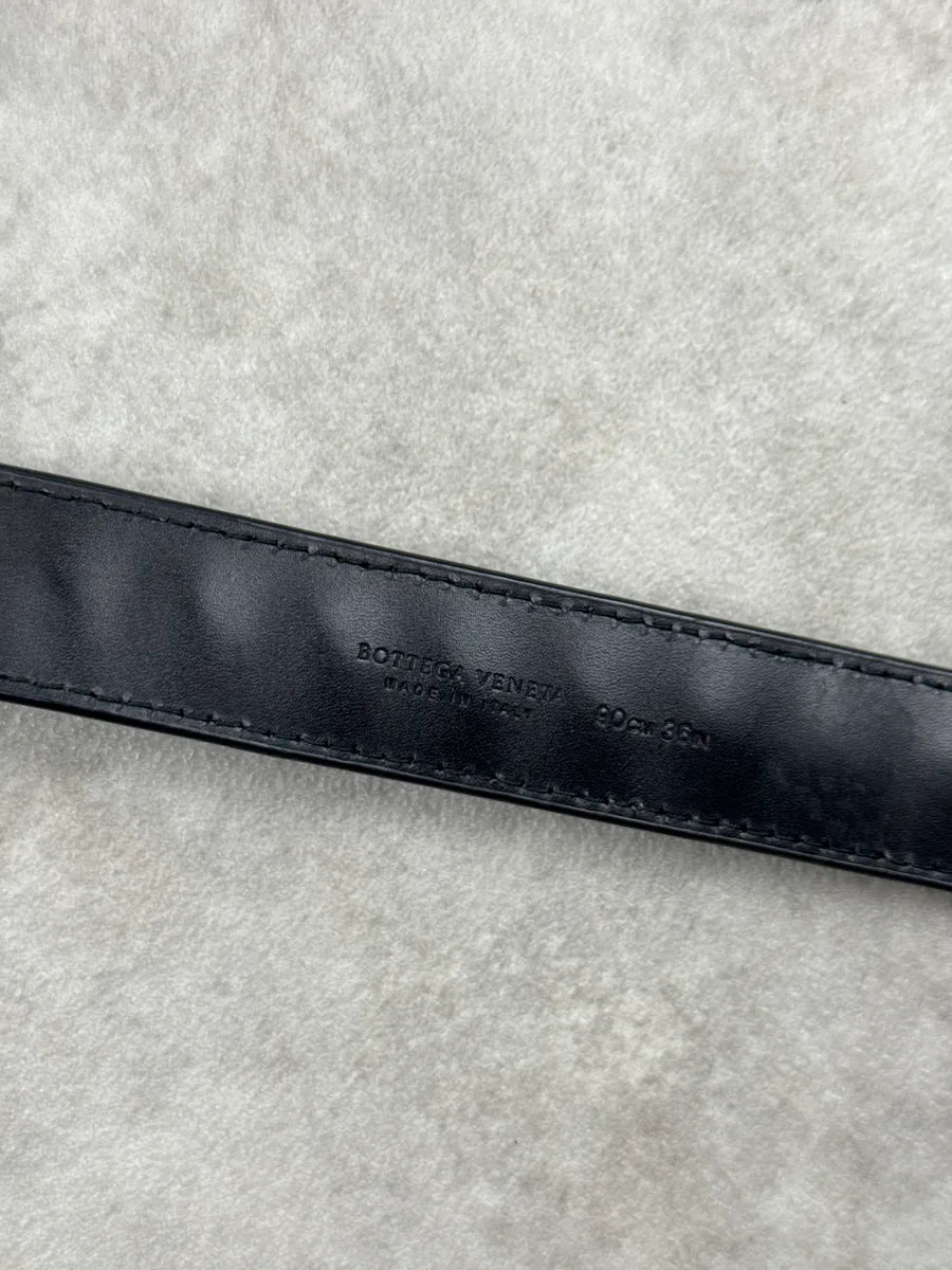 2000s Bottega Veneta Black Thib Leather Intrecciato Eyelet Belt sdMvVyQf 6