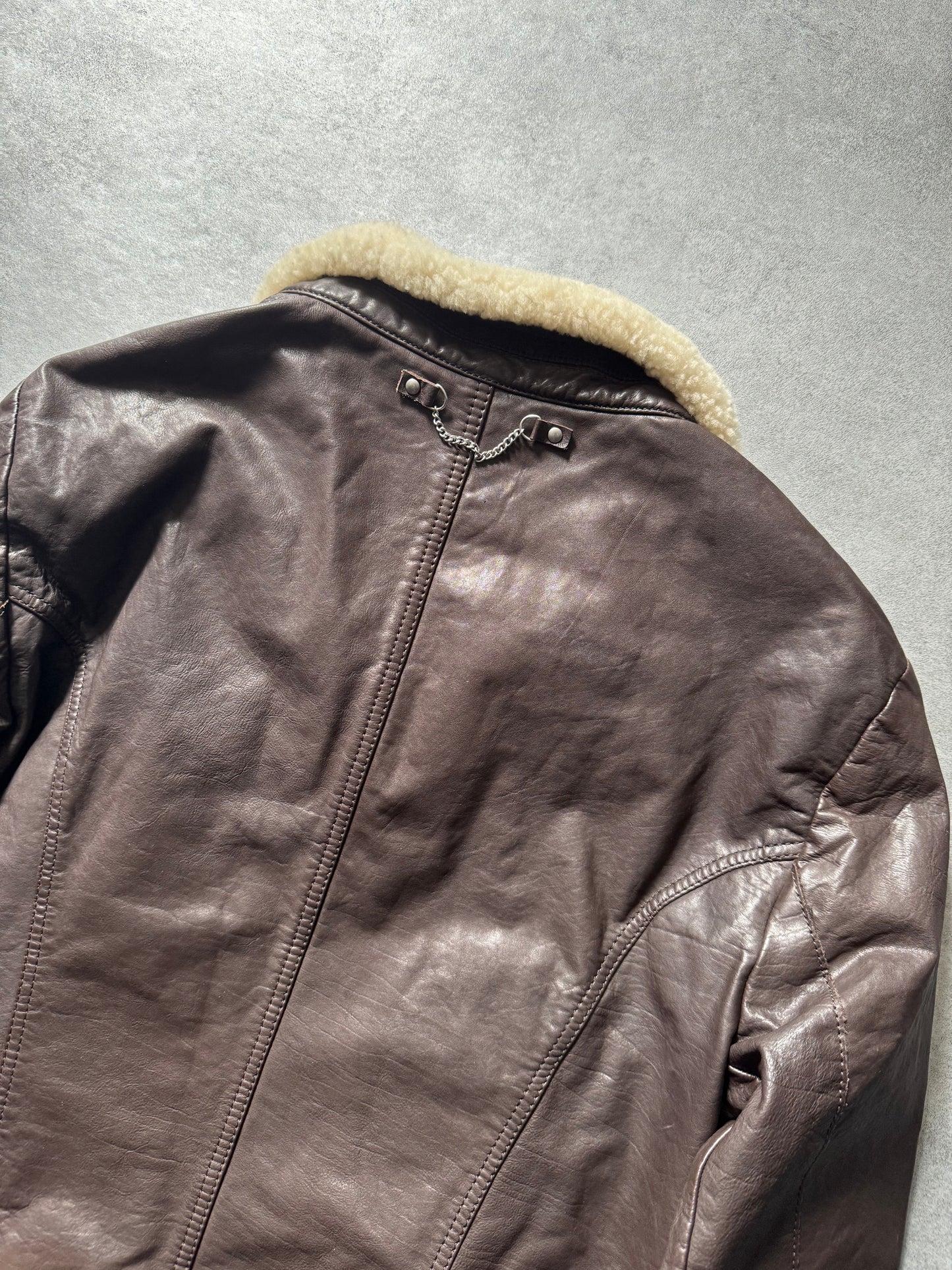 2000s Marithé + François Girbaud Calfwash Asymmetrical Shearling Leather Jacket (S) - 4