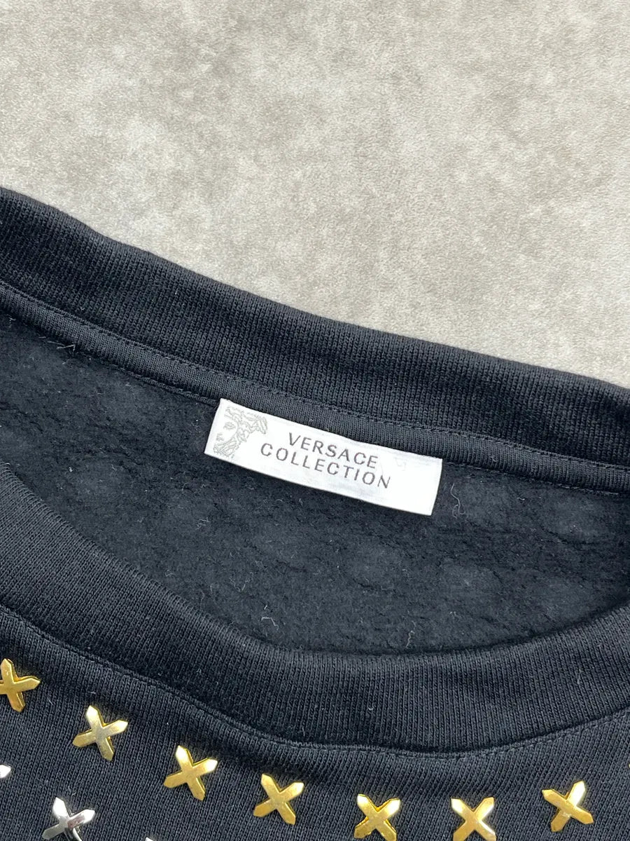 AW2017 Versace Collection Black Studded Sweater seXvLUAy 10