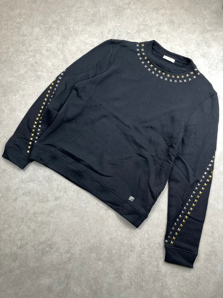 AW2017 Versace Collection Black Studded Sweater seXvLUAy 4