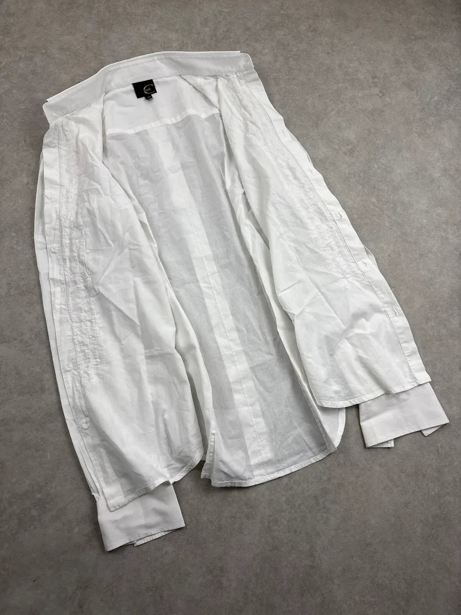 SS2009 Cavalli White Ruffled Button Shirt seaBvXZQ 6