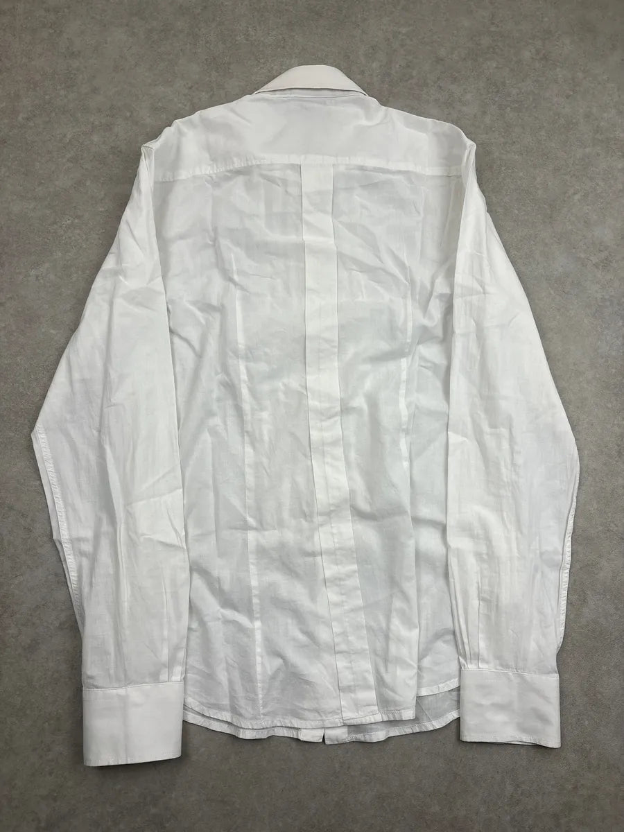 SS2009 Cavalli White Ruffled Button Shirt seaBvXZQ 5