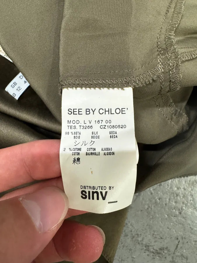 See by Chloé Silk Khaki Dress IkzdUsW 5