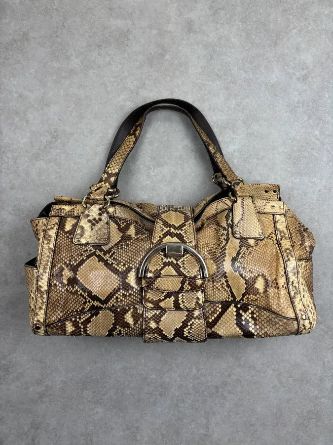 Sergio Rossi Beige Python Leather Handle Bag nZdYxZz 0