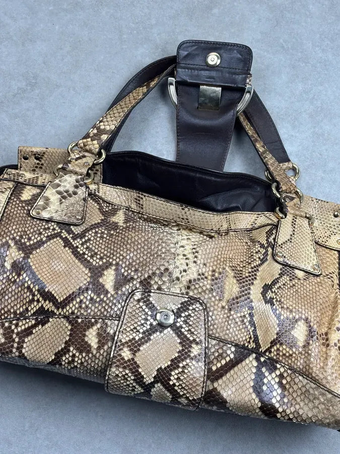 Sergio Rossi Beige Python Leather Handle Bag nZdYxZz 10