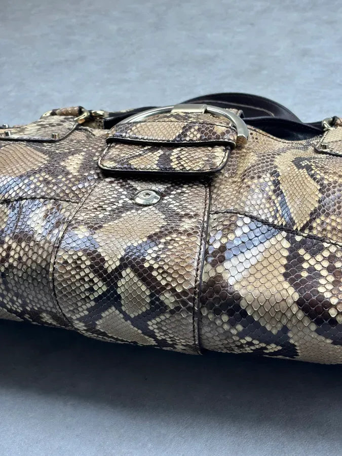 Sergio Rossi Beige Python Leather Handle Bag nZdYxZz 11