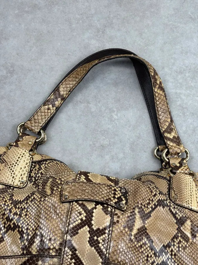 Sergio Rossi Beige Python Leather Handle Bag nZdYxZz 12