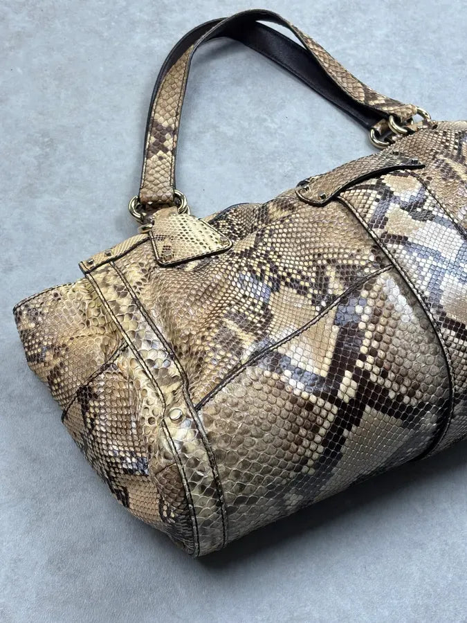 Sergio Rossi Beige Python Leather Handle Bag nZdYxZz 15