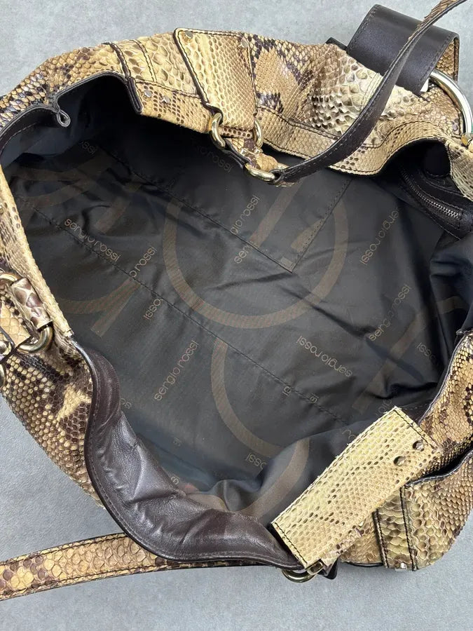Sergio Rossi Beige Python Leather Handle Bag nZdYxZz 19