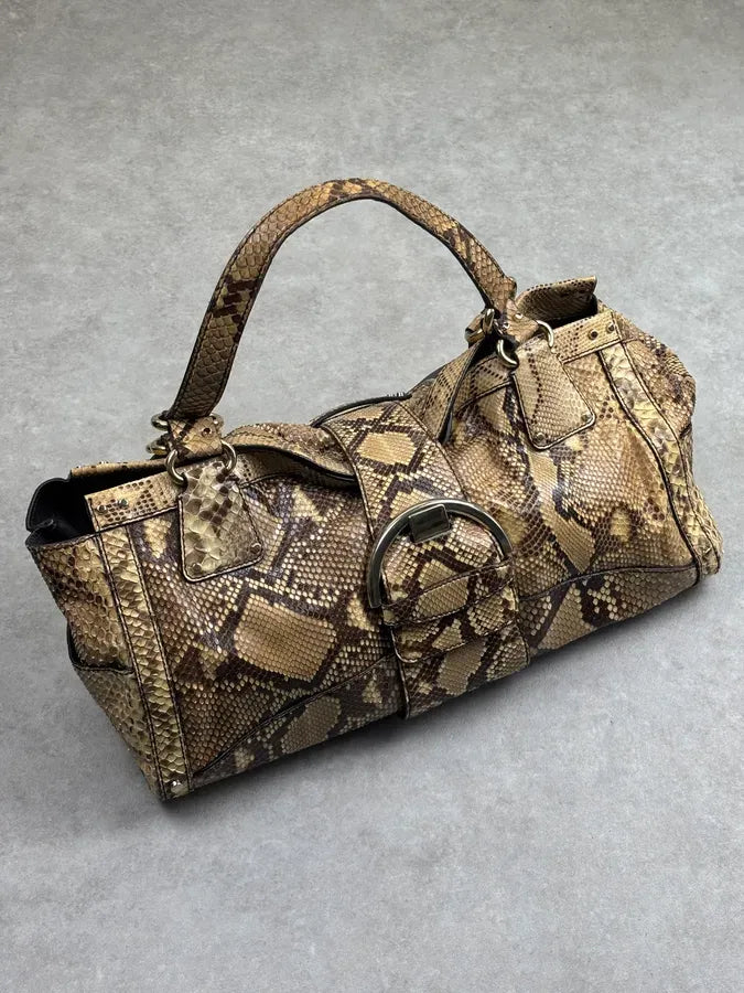 Sergio Rossi Beige Python Leather Handle Bag nZdYxZz 3