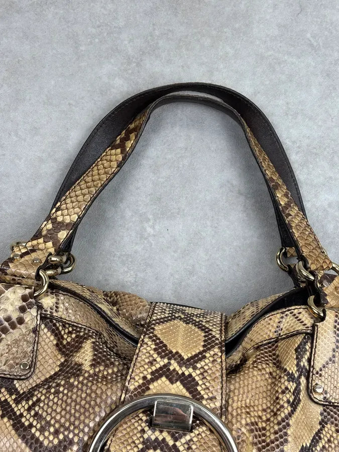 Sergio Rossi Beige Python Leather Handle Bag nZdYxZz 4