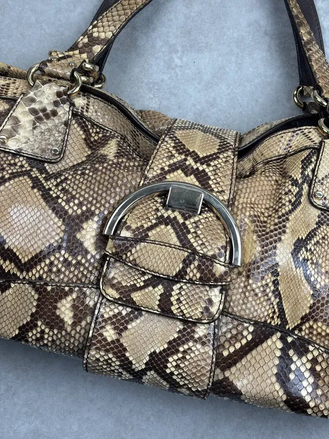 Sergio Rossi Beige Python Leather Handle Bag nZdYxZz 5